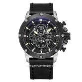 Alexandre Christie AC 6564 MC Black Silver Chronograph Leather Strap